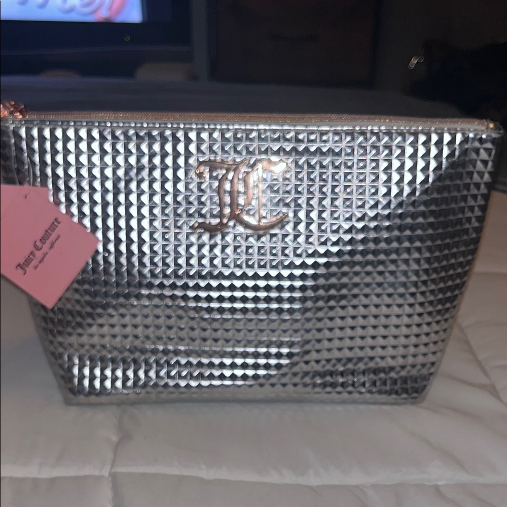 Juicy Couture Metallic Silver Cosmetic Bag